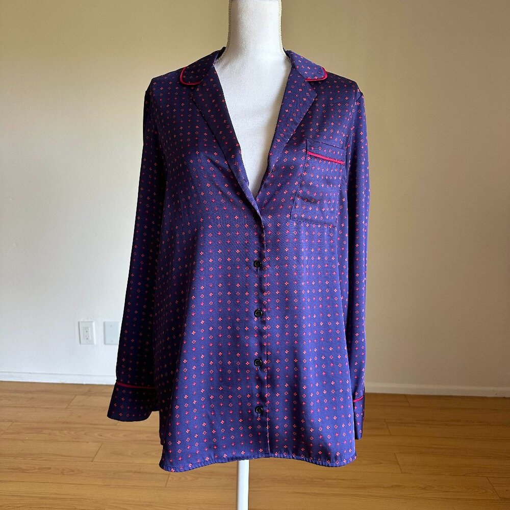 Thakoon Long Sleeve Purple Printed Pattern Blouse | Size 8 Medium